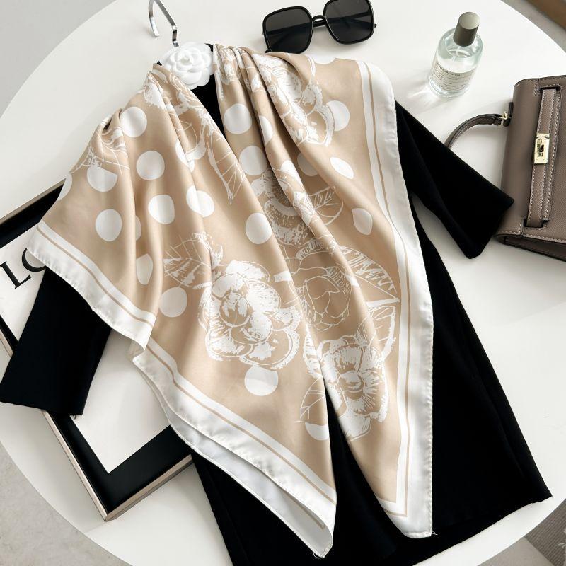 Печатный буквенный высококачественный искусственный шелк женский твил шелковый декоративный женский шелковый шарф