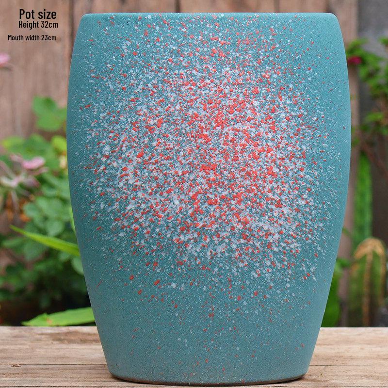 Vintage Ceramic Pot for Indoor/Outdoor Use – Large, Breathable Coarse Pottery for Green Plants, Tall Wide Mouth Design for Bougainvillea & Succulents
