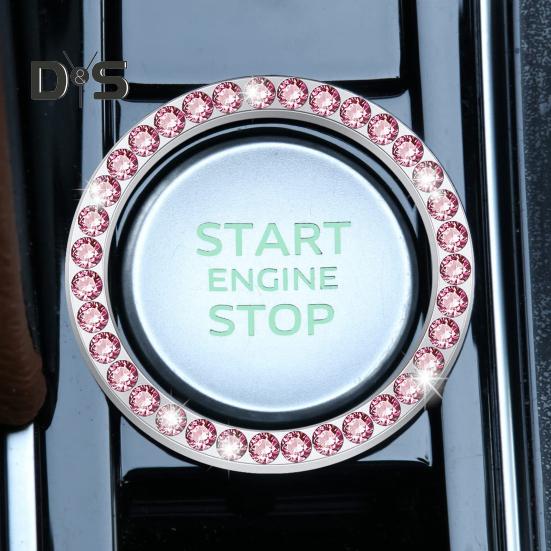 Сверкающее автомобильное кольцо со стразами, наклейка, стильное украшение интерьера, легко установить, материал из сплава, кольцо на кнопку зажигания