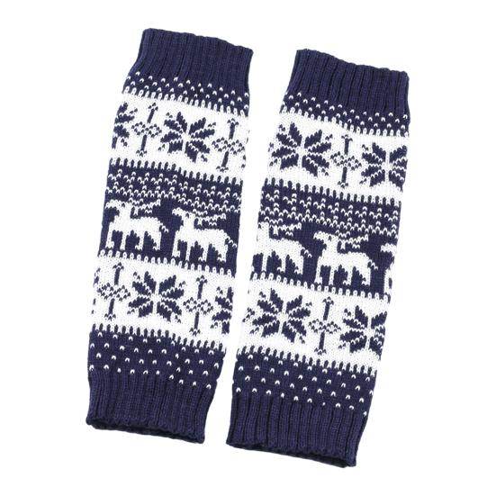 1 пара зимних чехлов для телят, вязаные, противоскользящие, в рождественском стиле, высокоэластичные, с рисунком лося и снежинки