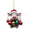 Festive Pig Cartoon Acrylic Pendant Cute Christmas Decoration For Interiors Vehicle