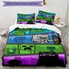 3pcs Duvet Cover Set (1*Duvet Cover + 2*Pillowcase, Without Core), Sandbox game Print Soft All‑Season Bedding Set, Home Bedroom Decor Gift