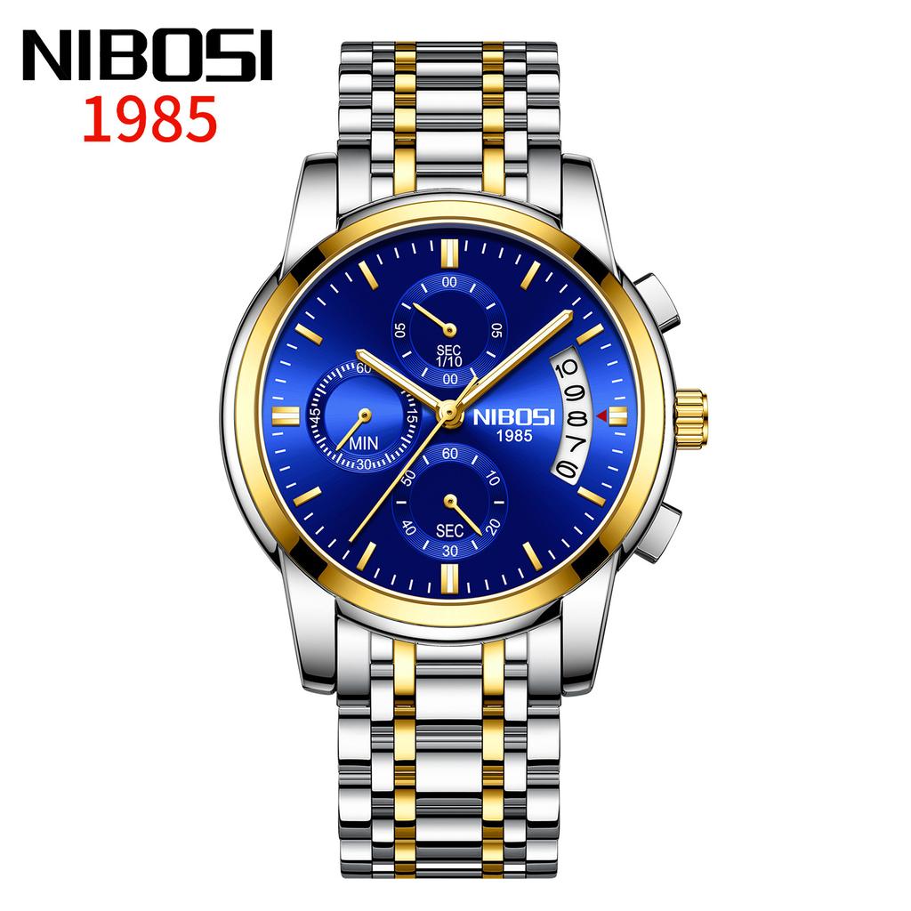 Часы NIBOSI Деловые мужские часы Многофункциональные шестиконтактные кварцевые часы