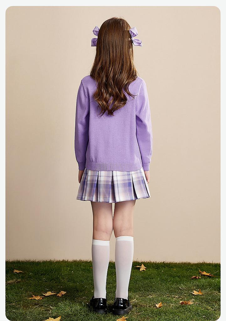 Girls' Simple Long Sleeve Knitted Cardigan
