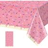 3Pcs Sprinkle Donut Tablecloth, Pink Ice Cream Table Cloth Disposable Plastic Rectangle Table Covers for Baby Girl Sweet One Birthday Donut Grow Up