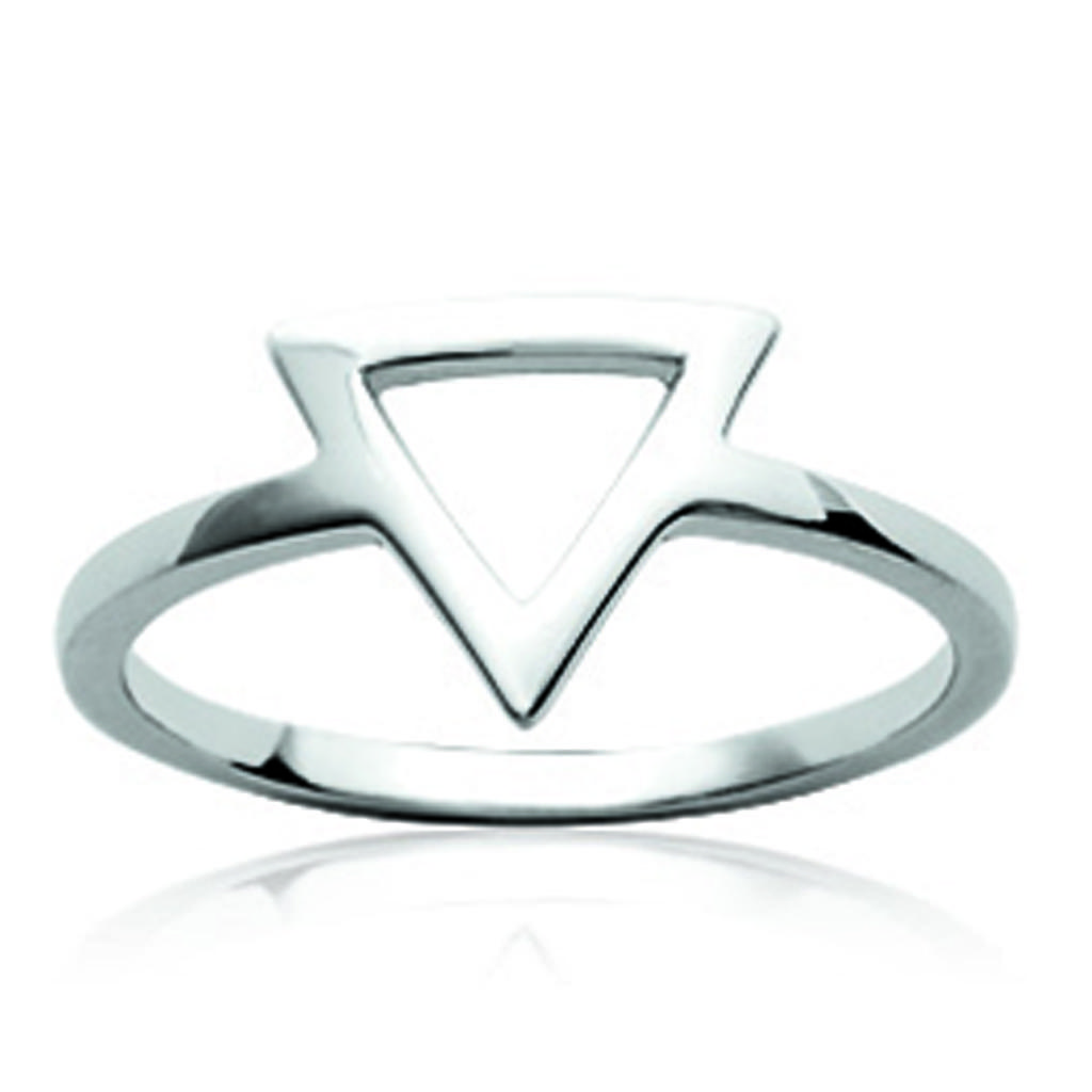 Silver Ring 'Triangle' Silver (rhodium) - 10x10 Mm