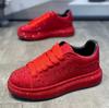 Fashion Luxury Designer Fashion Men's Red Black Rhinestone Platform Shoes Causal Flats Moccasins Male Rock Hip-hop Walking Sneakers