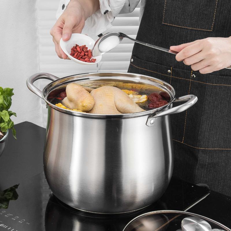 304 Stainless Steel Tall Soup Pot Anti Overflow Design Large Capacity Cooking Pot Home Commercial Use Multi Purpose Cookware Induction Ready Durable
