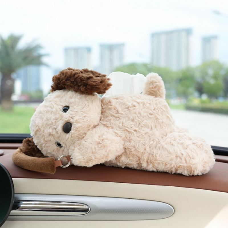 For Car Tissue Box cute cute pet car seat hanging tissue draw plush doll decorative car tissue box