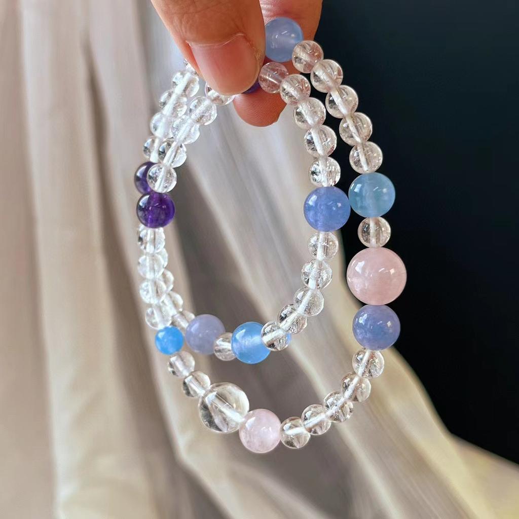 Retro Natural White Crystal Amethyst, A Variety Of Wearing Methods, Multi-Circle Bracelet, Atmosphere Bracelet.