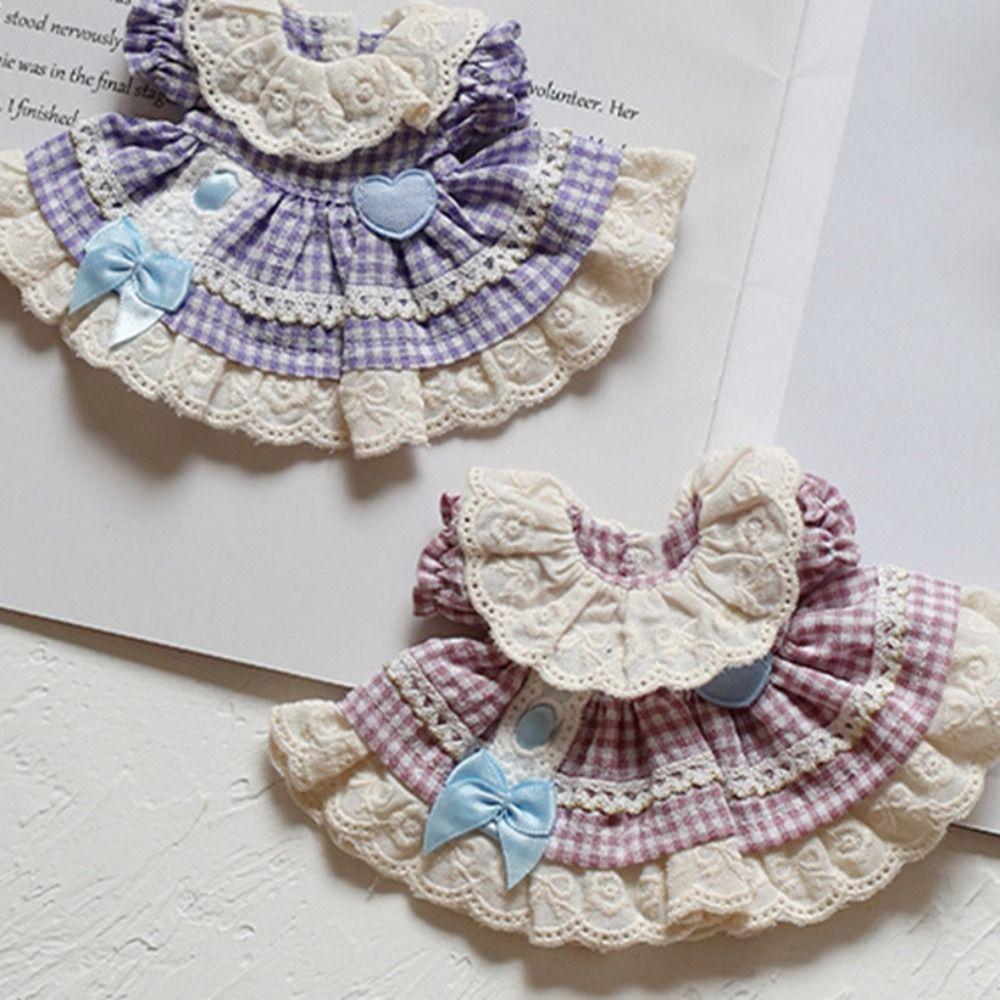 Plaid Doll Dress Up Clothes Cotton Kawaii Mini Doll Skirt Cute Exquisite Doll Skirt  10-15cm Doll