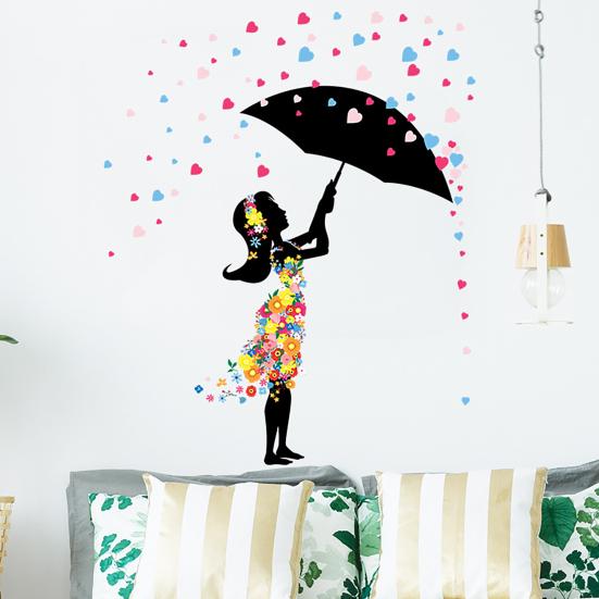 Wall Sticker Self-adhesive Easy to Apply PVC Fairy Girl Flower DIY Wall Decorative Sticker for Living Room