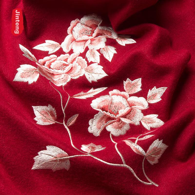 100% Wool Warm Shawl, Chinese Style Embroidered Scarf, Outer Wrap Decoration, Neck Wrap, Gift for Birthday Present