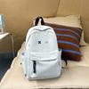 Solid Color School Bag Backpack Large Capacity Middle Schoolers Gift Unisex