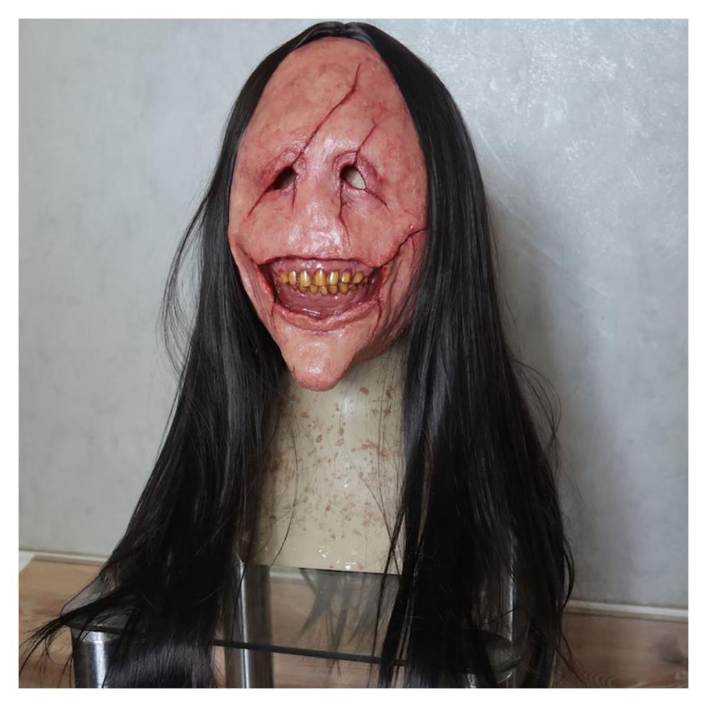 Halloween Scared Mask Scary Demon New Terror Curse Scaring Prop Haired Ghost Cosplay Creepy Masks Themed Parties Wear