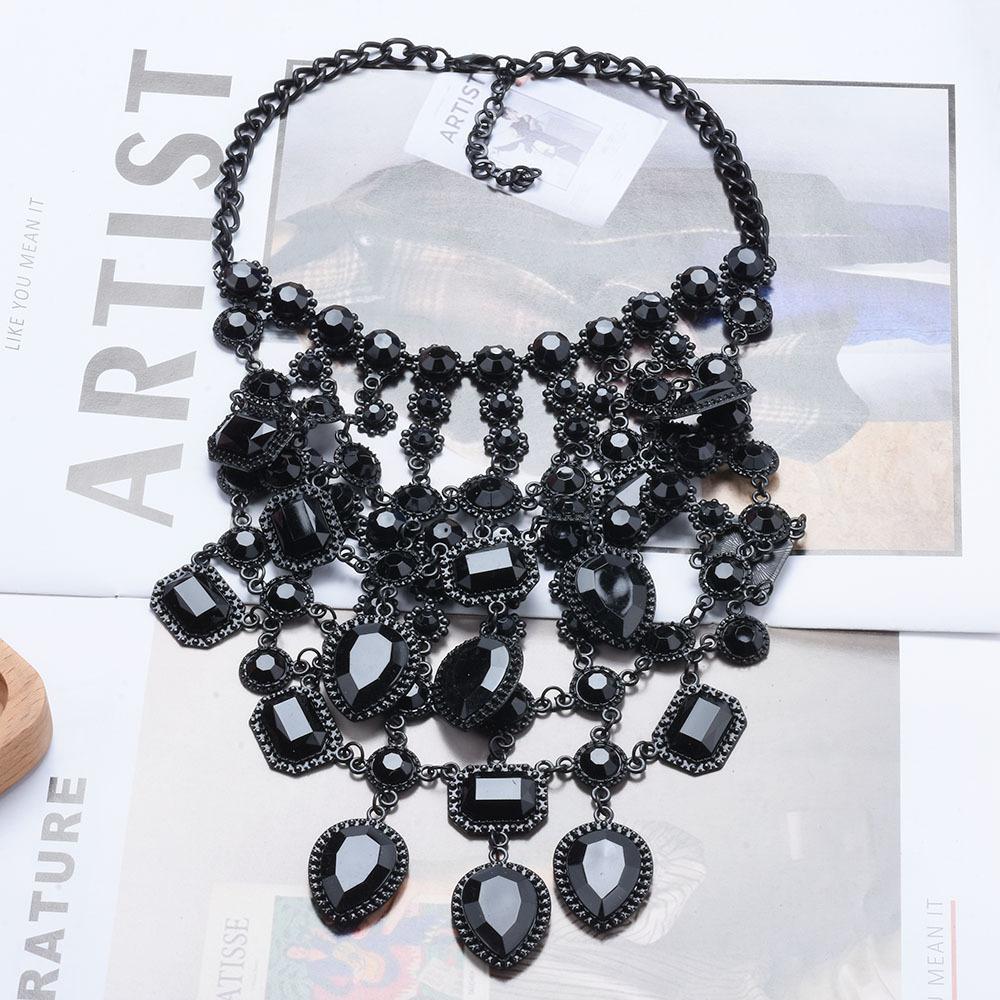 Diy Creative Exaggerated Necklace Vintage Multi-Layer Palace Style Necklace Alloy Inlaid With Gemstones Body Chain Female