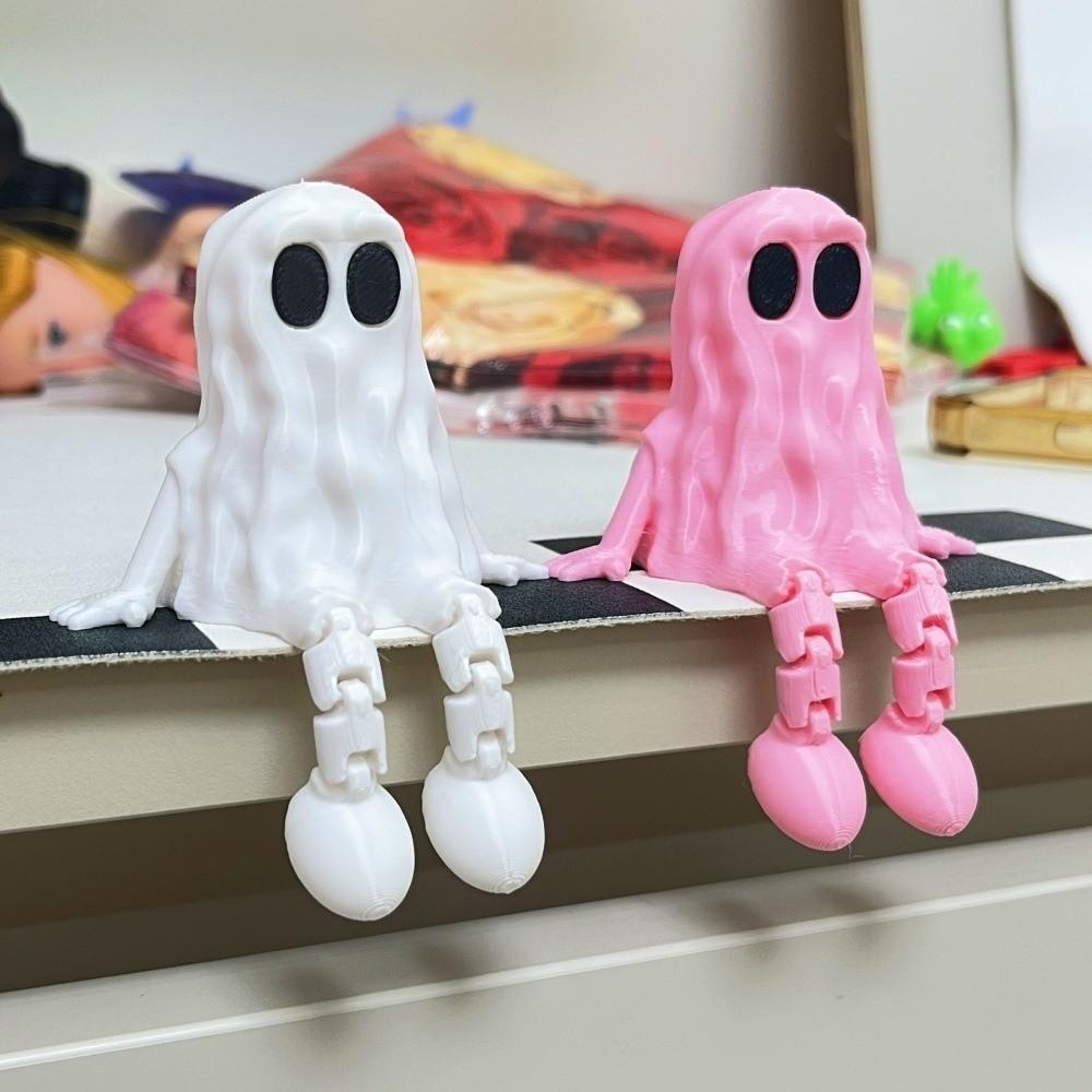 Mini 3D Printed Ghost Ornament Hand-Painted Ghost Statue Cute Ghost Joint Figurines Car Room Decor