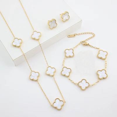 3 шт. универсальный комплект из нержавеющей стали с клевером, женский комплект ожерелья, браслета для ушей, персонализированных аксессуаров