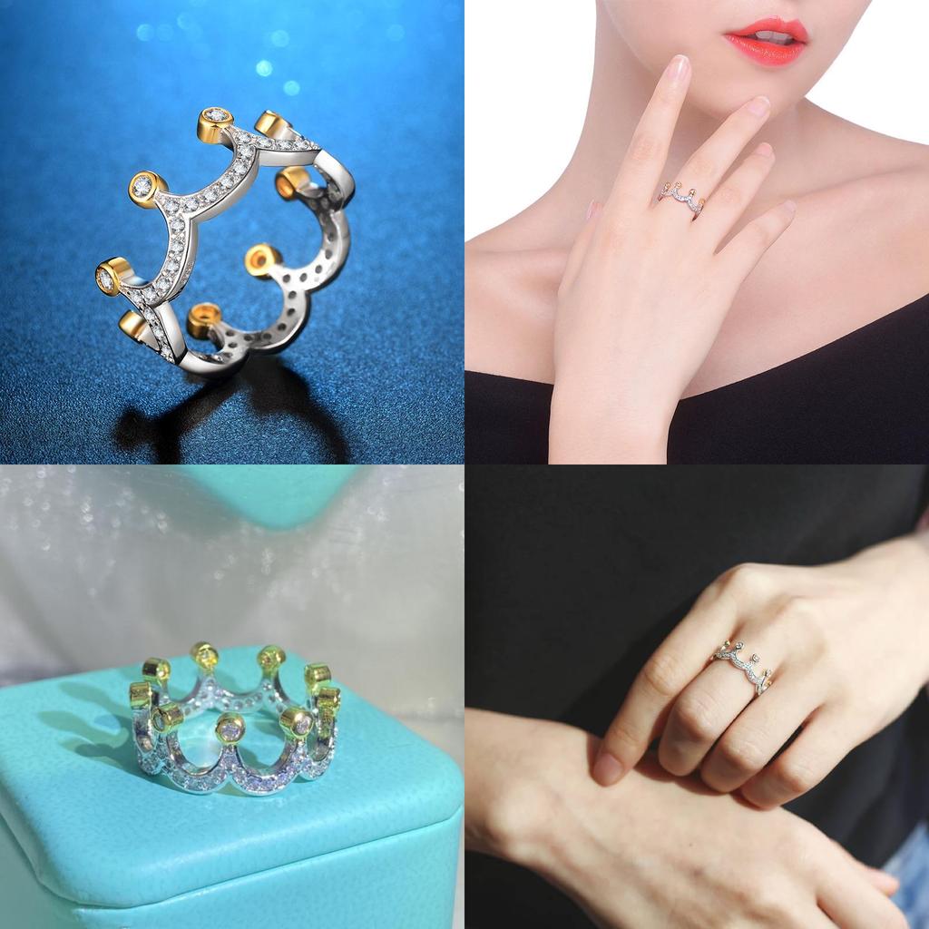 Элегантное женское кольцо с дизайном короны из прочной латуни и нержавеющей стали серебристого цвета, идеально подходящее для особых случаев и в качестве подарка