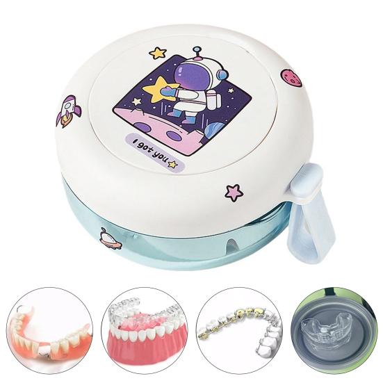 Портативный футляр для зубных протезов Yousheng со съемным зеркалом, герметичный компактный контейнер для хранения зубных протезов для брекетов