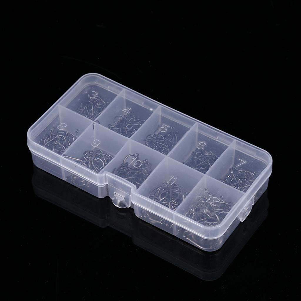 Fish Hooks Kit, 500pcs Carbon Steel Fishing Hooks Treble Hooks Kit Fishing Fish Jig Hooks with Tackle Box 3-12# Assorted Sizes