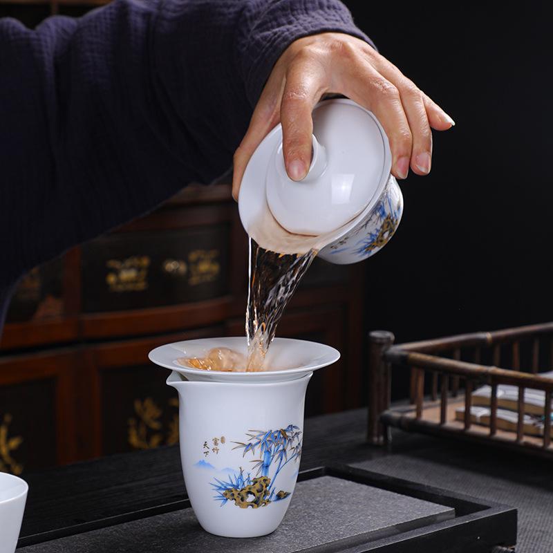 Китайский фарфоровый чайный набор с пандами Gaiwan - Элегантный подарок