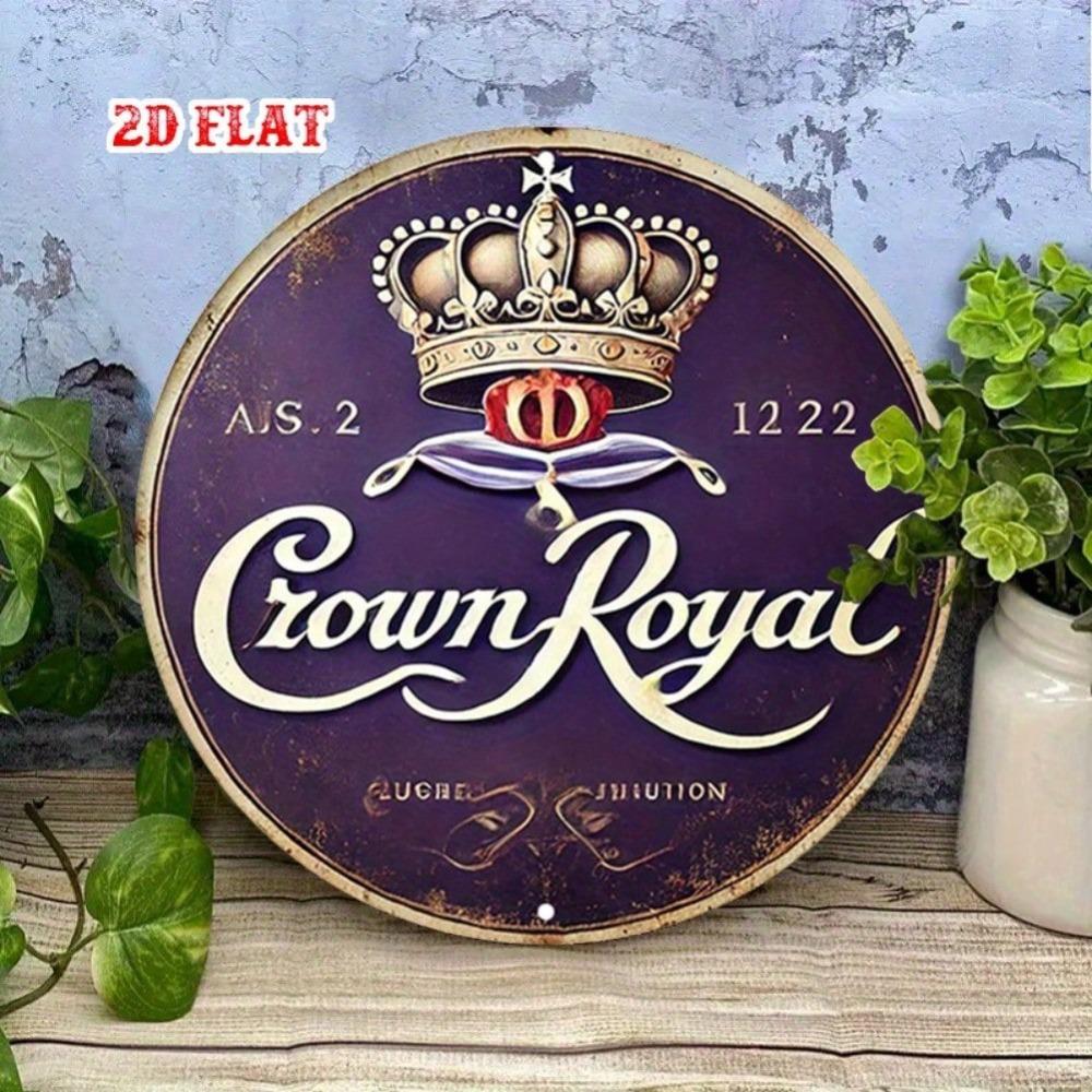 Винтажная металлическая вывеска Royal Crown Whiskey Настенное искусство 7,87 дюйма Круглая Декор для домашнего бара
