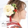 Волосы Совершеннолетие Выпускной Вишня Искусственный Кристалл Цумами Кисточка Сделано в Японии [SOUBIEN] Украшение, Церемония, Церемония, Белый, Кремовый, Красный, Пион,
