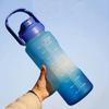 3pcs Outdoor Sports Fitness Water Bottle Set, Gradient Color Water Bottle With Time Scale For Adult Student