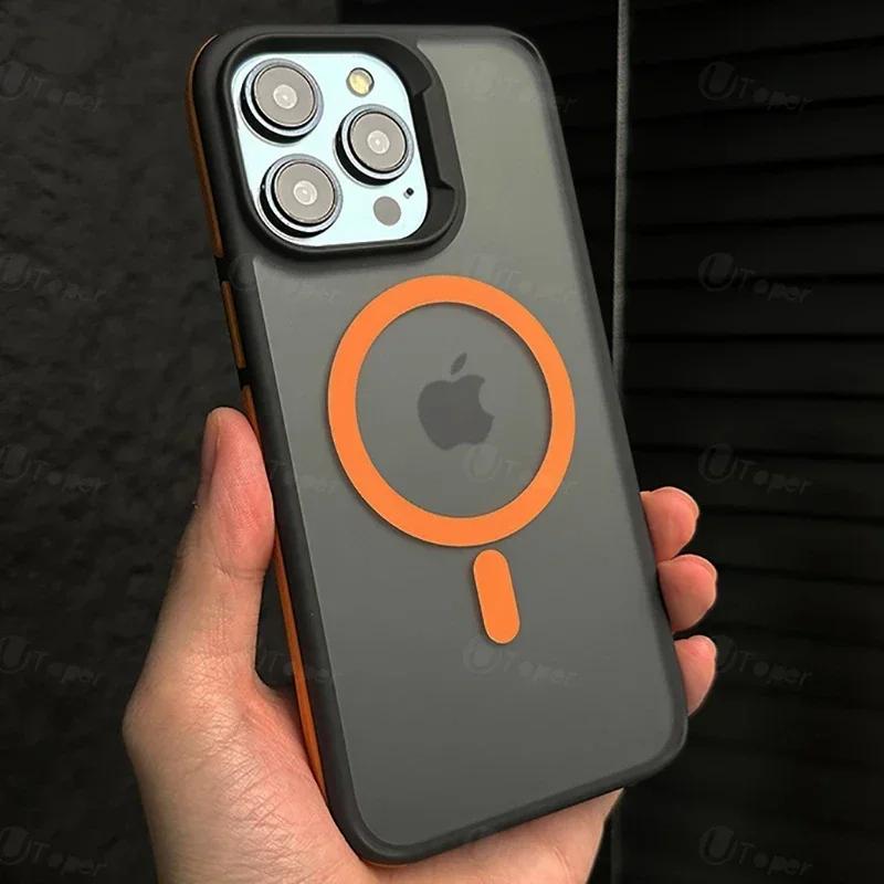 Двухцветный Матовый Матовый Магнитный Чехол Для Телефона Для iPhone 17 16 15 14 Plus 13 12 11 Pro Max Полупрозрачный Ударопрочный Жесткий Чехол