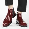 2024 Классические модные блестящие кожаные туфли для мужчин, формальные туфли с острым носком, мужские красные ботинки «Челси» без застежек, большой размер 46