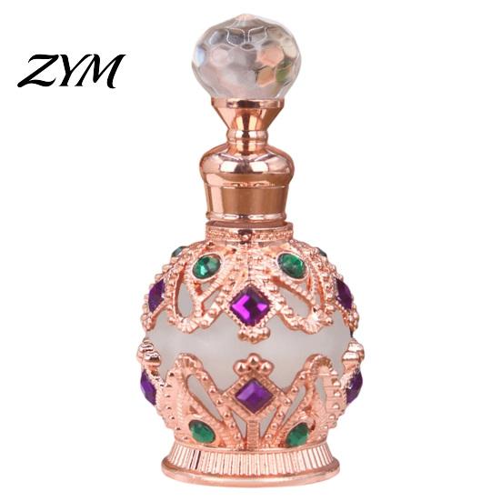 Luxury Travel Perfume Bottle 15ML Vintage Refillable Bottle, Essential Oil & Fragrance Glass 15ml Dubai Arabian Style Empty Container for Middle