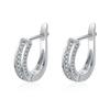 925 Sterling Silver Women Earrings U Shape High Quality Geometry Super Flash Full Zircon Pair Ear Studs Earring Jewelry Gift