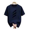 Mens summer fashionable casual loose geometric pattern letter printed round neck short sleeved Tshirt