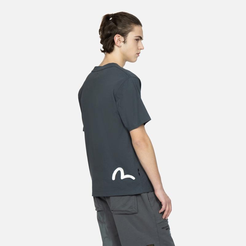Evisu Логотип Буква Печать Голова Будды Футболка с коротким рукавом Мужские Топы 2ESHTM3TS611XXCT