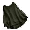 2024 Women's Cotton Linen Ruffle Cuff Long Sleeve Round Neck Shirt