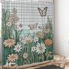 Stained Glass Floral Butterfly Shower Curtain Set Abstract Geometric Aesthetic Daisy Spring Flower Shower Curtains Botanical Pla