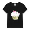 Girls Cupcake Graphic Short Sleeve Children TShirt Casual Comfortable Crew Neck Kids Tops