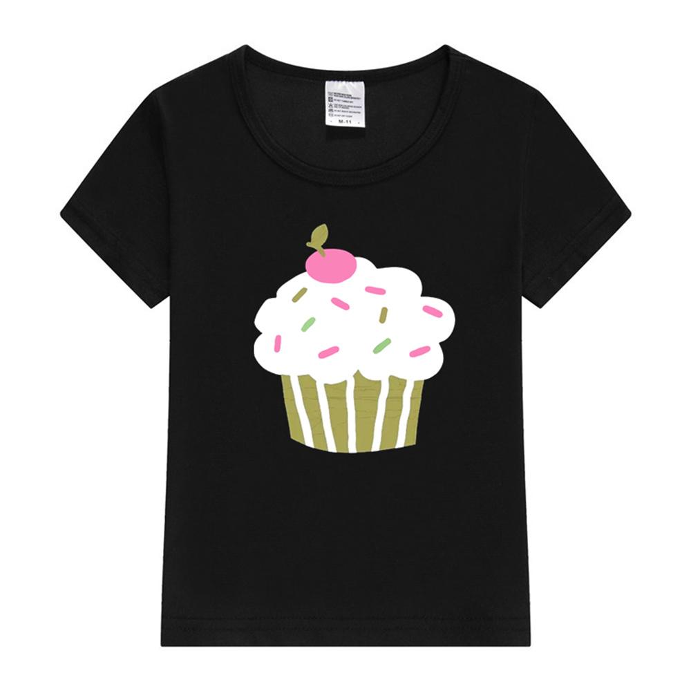 Girls Cupcake Graphic Short Sleeve Children TShirt Casual Comfortable Crew Neck Kids Tops