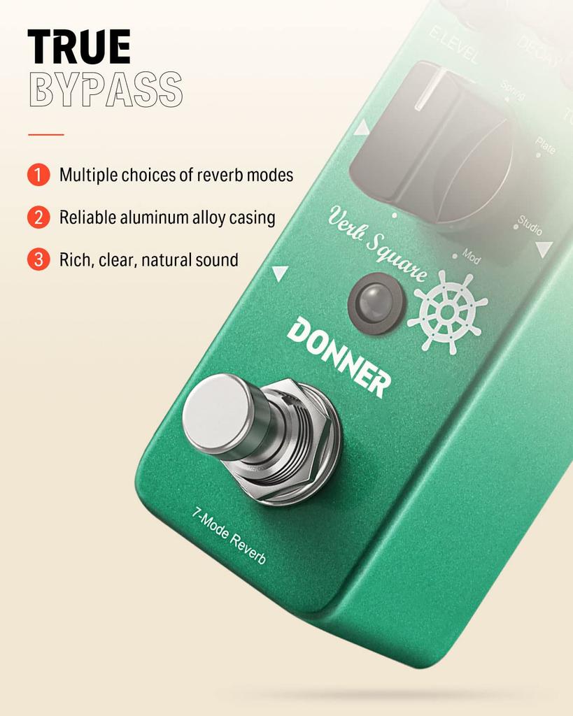 Donner Reverb Effector 7 Mode Modulation Verb Square