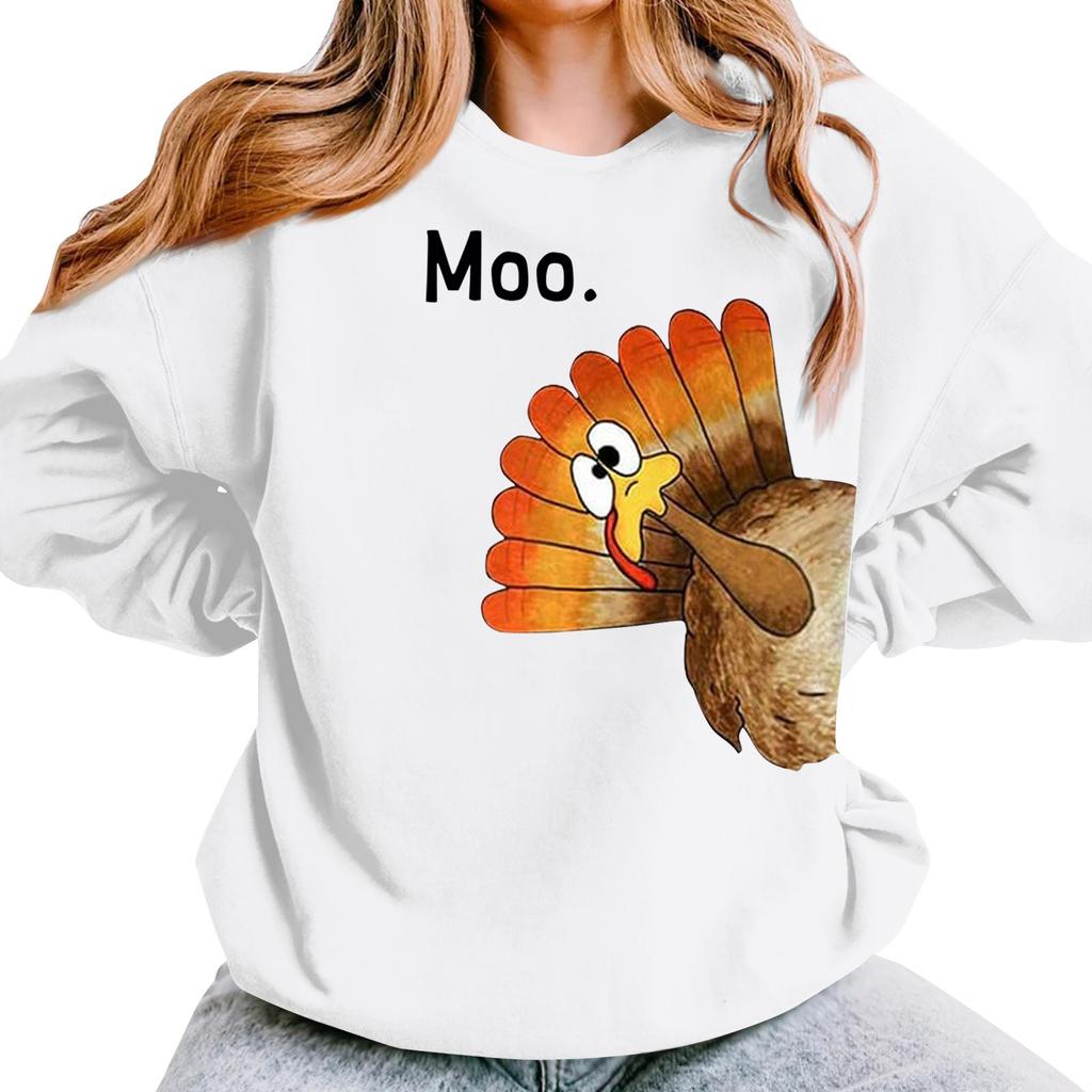 Женская повседневная мода День благодарения с принтом длинный рукав O-образный вырез пуловер толстовки