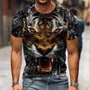 Мужская футболка с коротким рукавом и принтом тигра 3D Digital Crew Neck - модные дышащие удобные летние футболки большого размера