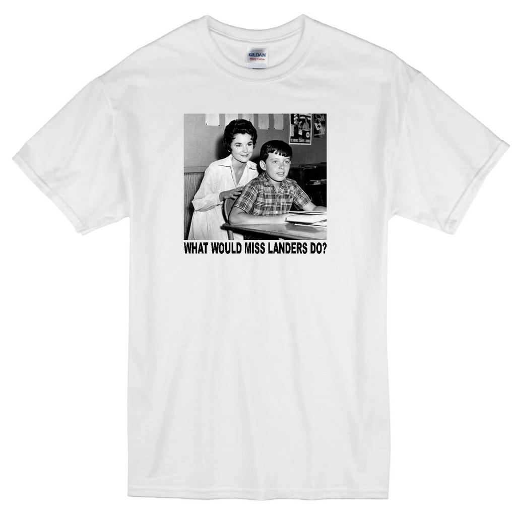 "MISS LANDERS?" LEAVE IT TO BEAVER TEACHER SUE RANDALL CLASSIC TV WHITE T-shirt