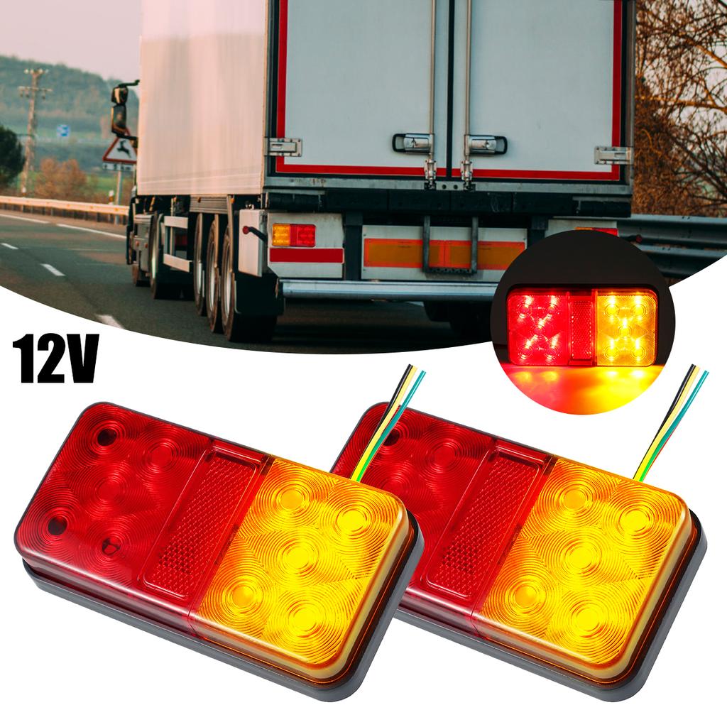 2Pcs LED Tail Lights Trailer Lights 10 LED Waterproof 12V Rear Stop Brake Turn Tail Lights Indicator Stop Light Marker Light New