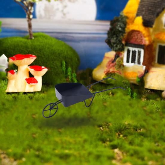 Мини-винтажная железная тележка, украшения для кукольного домика, реалистичная мини-компактная сцена в микродворе, одноколесная тележка, микроскопический реквизит для пейзажной фотографии