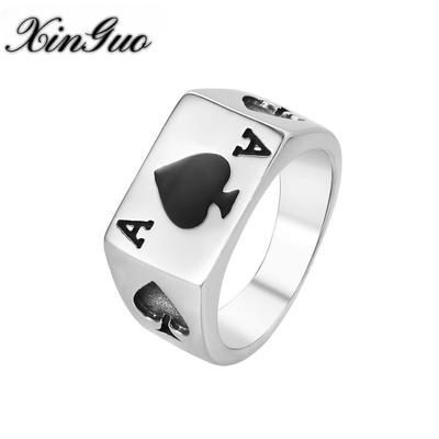 Персонализированное мужское титановое кольцо Punk Magician Poker Ace of Spades из Европы и США