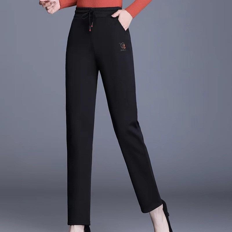 Wide Legs High Waist Jeans Women's Autumn and Winter Fleece Thickened Loose Classic Blue Trousers Denim Straight Pants
