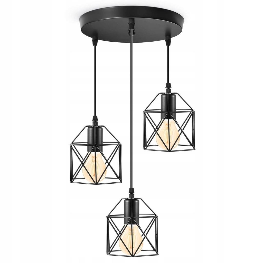 Tm-Ecommerce Vintage Hanging Lamp 3 Light Points E27