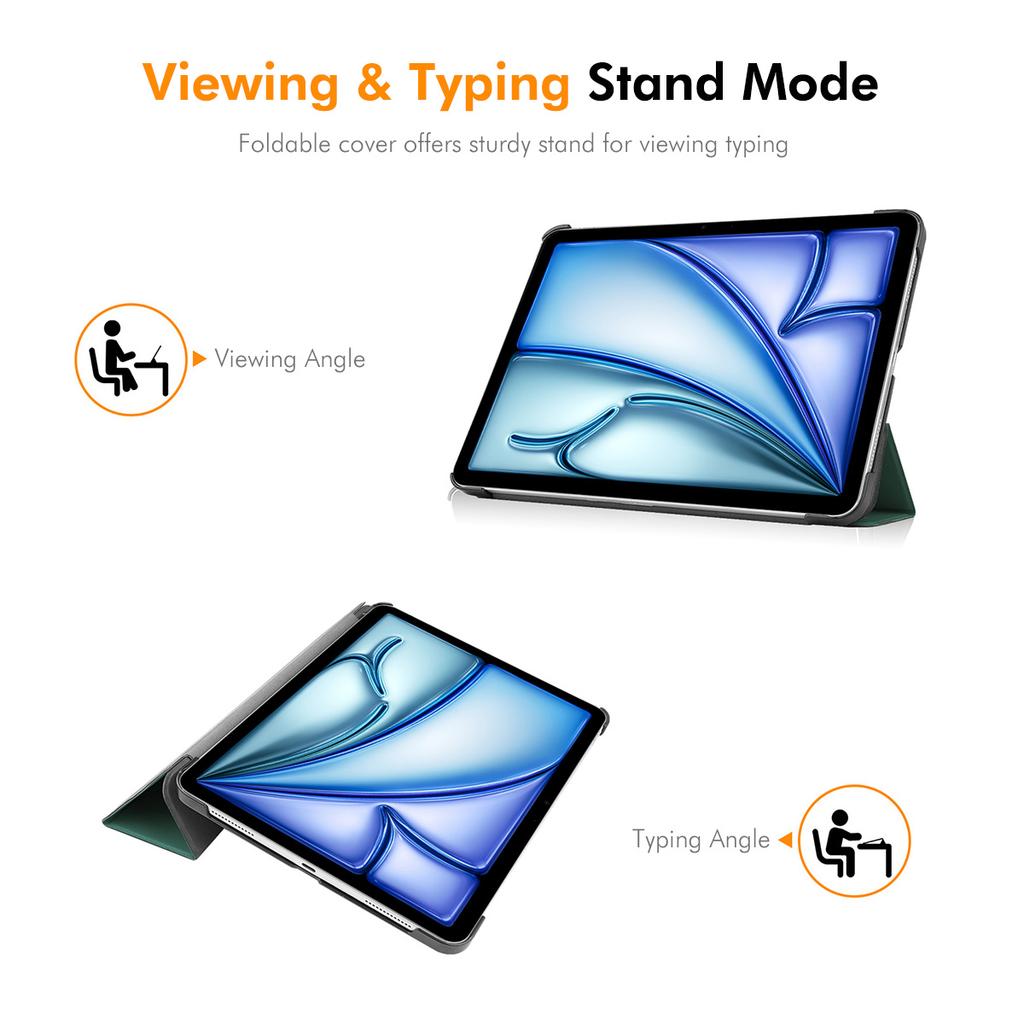 ENKAY HAT PRINCE Для iPad Air 13 (2025)/(2024) Трехсекционная подставка-чехол из ПУ кожи+ПК чехол для планшета