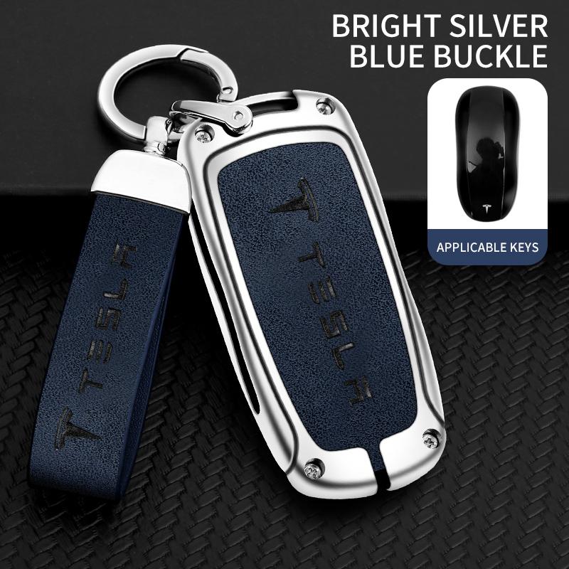 CSNK3 Zinc Alloy Car Fob Smart Remote Key Case Cover Holder For Tesla Model 3 Model S Model Y Model X Protector Keychain Accessories